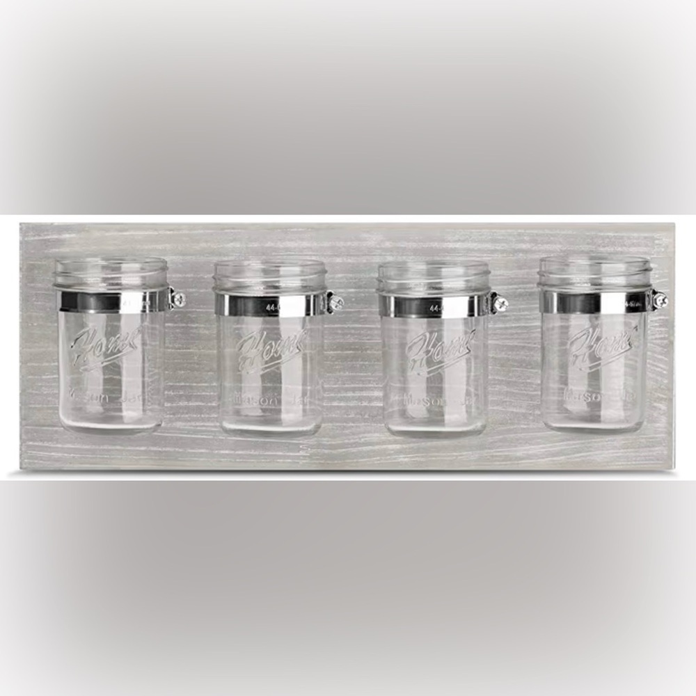 Rustic Mason Jar Toothbrush Holder
Mason Jar Wall Organizer with Silver Accents
